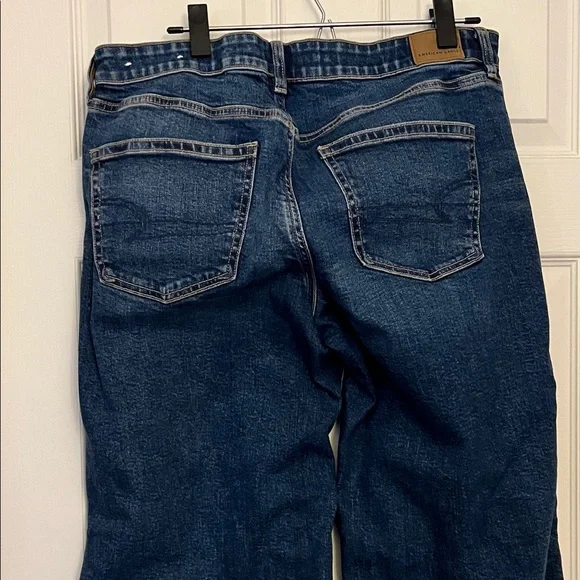 American Eagle Outfitters Women's Dark Blue Low Rise Wide Leg Jeans Size 10S - Picture 10 of 11